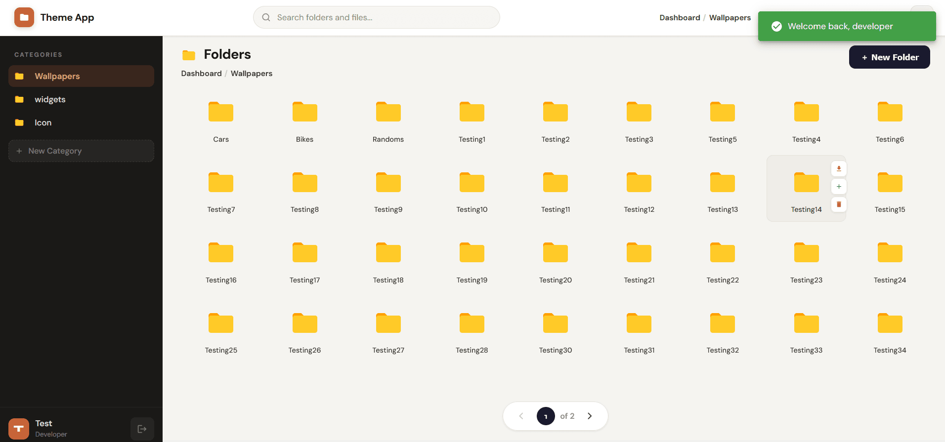 Theme Marketplace Admin Panel — screen 1